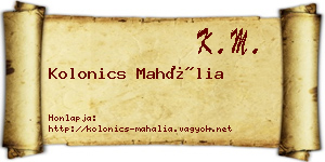 Kolonics Mahália névjegykártya